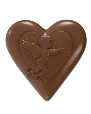 5003-Figur Kalp Üzerinde Eros (Küpido) Polikarbon Çikolata Kalıbı